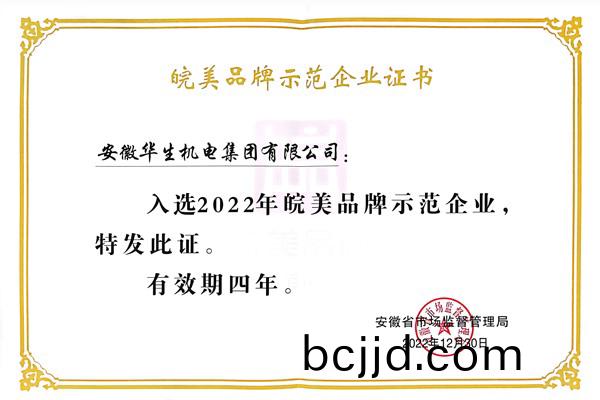 皖美品(pin)牌示(shi)範企業(ye)